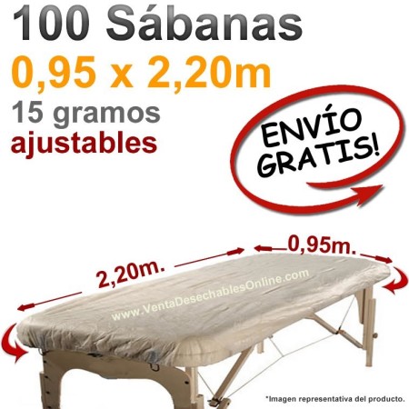 100 Sábanas Camilla Ajustables SMS 0,95x2,20m