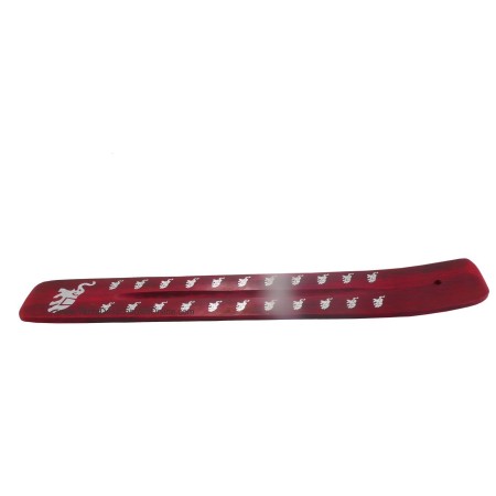 Porta Incienso Madera Color Granate