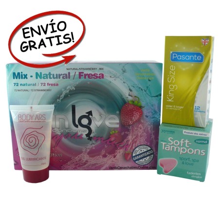 Oferta condones mix, mitad natural mitad fresa
