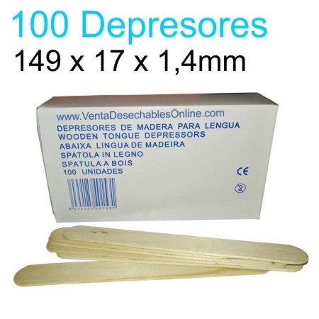100 Depresores Linguales Madera No Esteriles