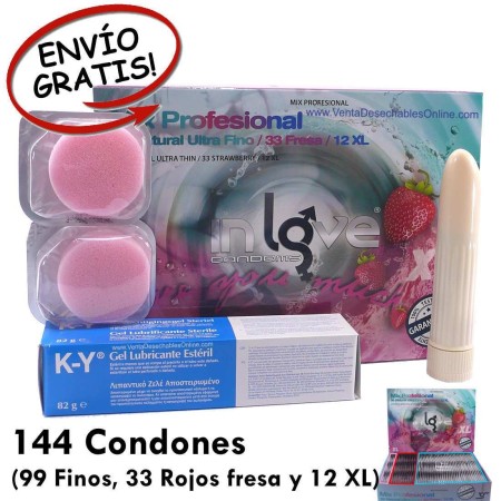 144 Condones Mix Profesional y Lubricante Johnson , Vibrador y Esponjas Regla