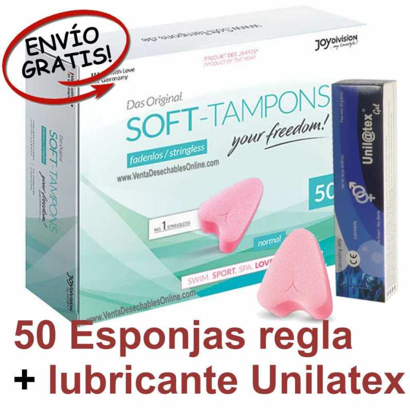 Caja 50 Esponjas Regla y Lubricante Vaginal