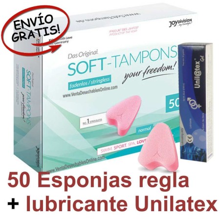 Esponja menstruación soft tampons  y lubricante Unilatex