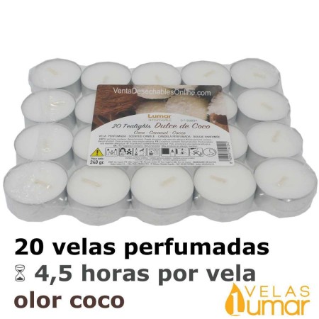 20 velas té Aromáticas Coco 11g