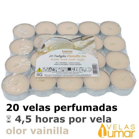 20 velas té Aromáticas Vainilla 11g