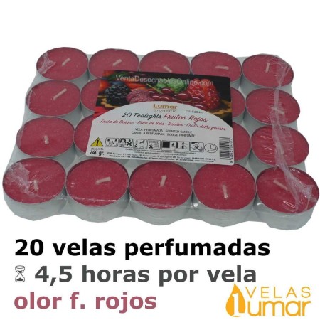 20 velas té Aromáticas Frutos Rojos 11g