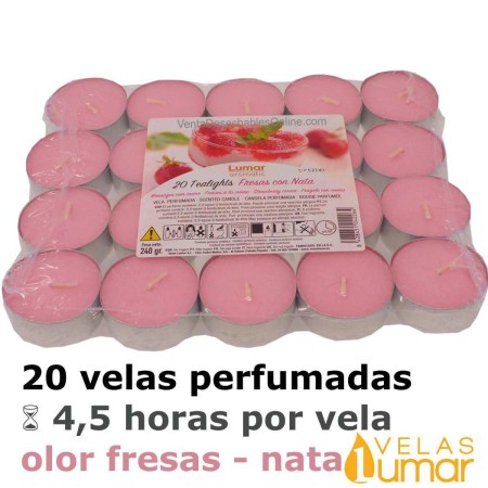 20 velas té Aromáticas Fresas Con Nata 11g