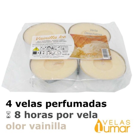 4 Velas Maxi Aromáticas Vainilla 40g - Lumar