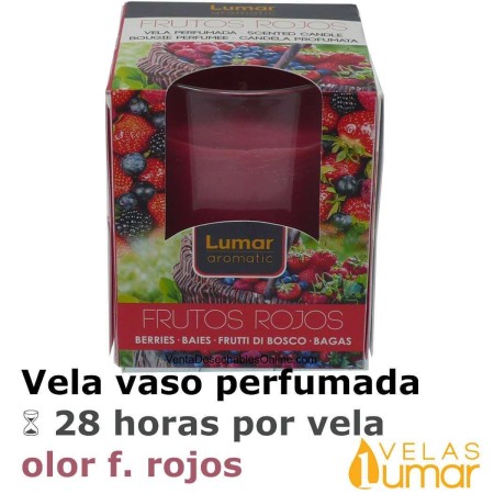 Vela Vaso Cristal Aromática Frutos Rojos 125g - Lumar
