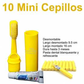 10 Mini Cepillos Dientes Amarillos 7,2-11,5 cm