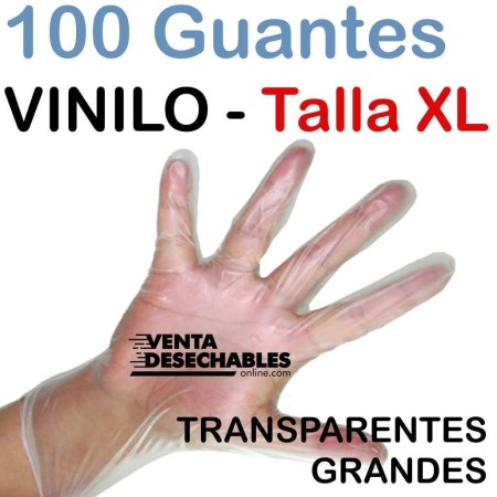 100 Guantes Vinilo Talla XL - Sin polvo