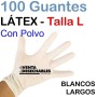 100 Guantes Látex Talla L con Polvo