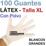 100 Guantes Látex Talla XL con Polvo