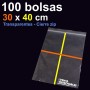 100 Bolsas transparentes PE 30x40 cm Cierre Zip 