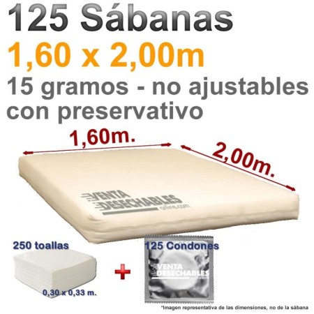 Sábanas desechables con Preservativo y Toallas.