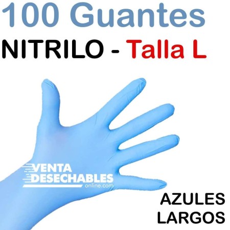 100 Guantes Nitrilo Talla L Azules