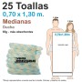 25 Toallas Desechables Spunlace 65gr 0,70 x 1,30 metros