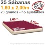 25 Sábanas Desechables 1,60x2,00m. Burdeos - Genéricas