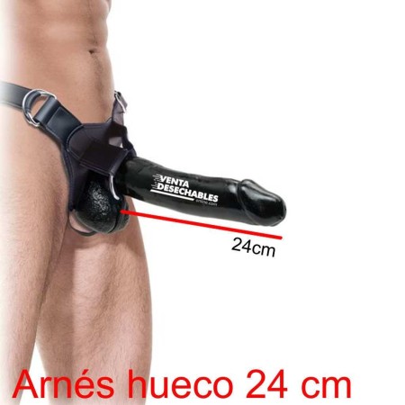 Arnés Hueco Con Consolador 24 cm Negro - Fetish