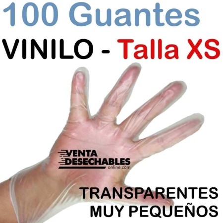 100 Guantes Vinilo Talla XS - Sin polvo