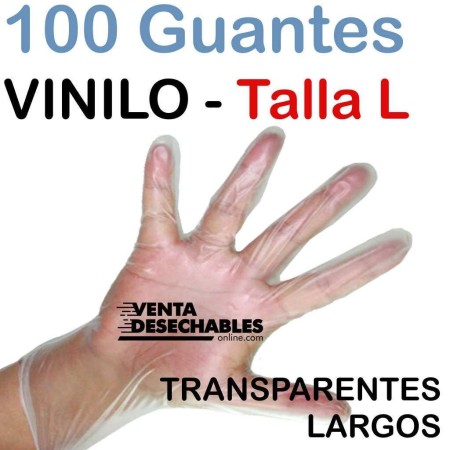 10 Guantes Vinilo Talla L - Sin polvo