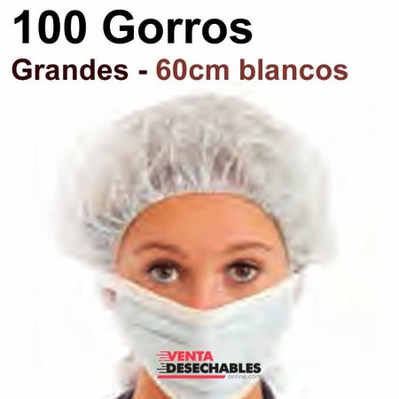 100 Gorros Recoge pelo TST Grande 60cm Blancos
