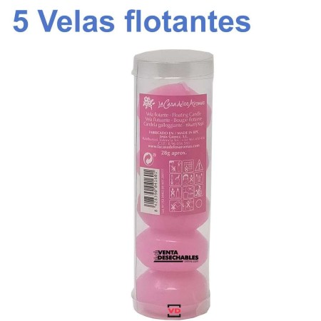5 Velas Flotantes Rosas 28g