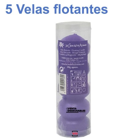5 Velas Flotantes Violetas 28g
