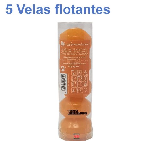 5 Velas Flotantes Naranjas 28g