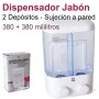 Dispensador Doble Jabón Pared - 2x380ml - Blanco