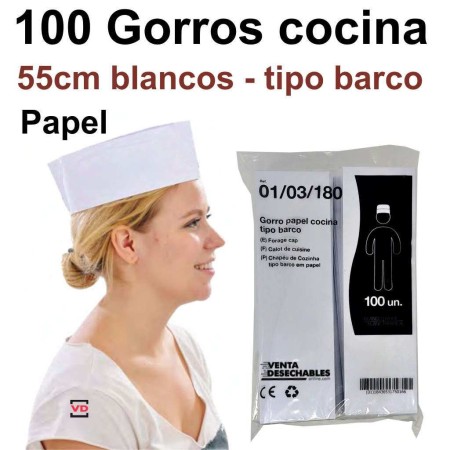 Gorros Cocina Tipo Barco Fabricados en Papel