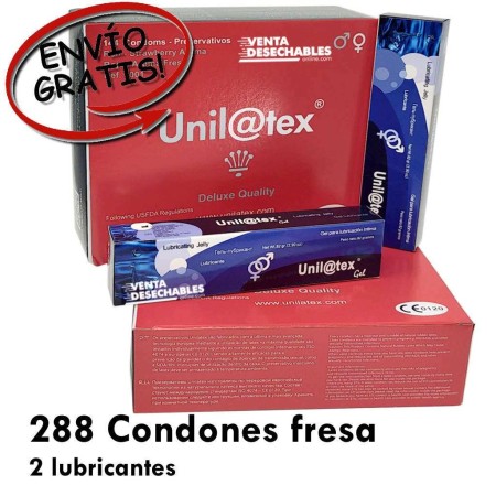 2 Cajas Unilatex Fresa  y  2 lubricantes Unilatex