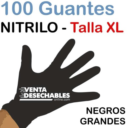 100 Guantes Nitrilo Talla XL Negros