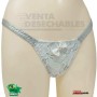 Tanga Trucadora Plata con brocado en blanco