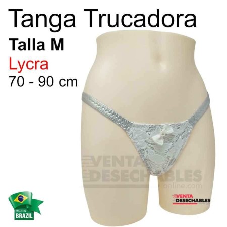Tanga Trucadora Lycra Plata Brocado Talla M - Ivete
