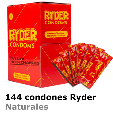 Condones Ryder con látex natural en caja de 144 preservativos