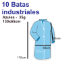 10 Batas Desechables Industriales Azules