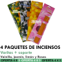 Oferta Inciensos  Vainilla, Jazmín, Limón y Rosa