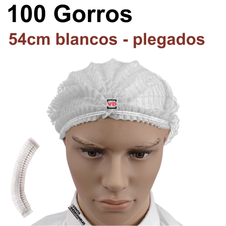 Gorros Desechables Blancos Plegados