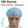 Gorros Desechables azules Plegados En Acordeón
