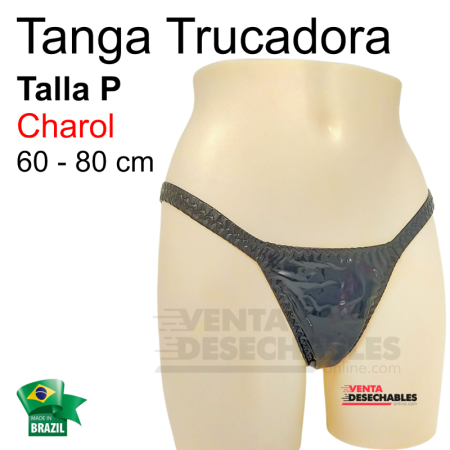 Tanga trucadora en Charol de talla pequeña color Negro