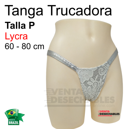 Tanga Trucadora Lycra Plata Brocado Talla P - Ivete