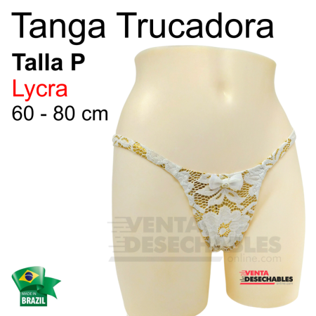 Tanga Trucadora Lycra Oro Brocado Talla P - Ivete
