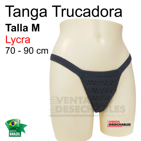 Tanga Trucadora Lycra Negra Encaje Talla M - Ivete
