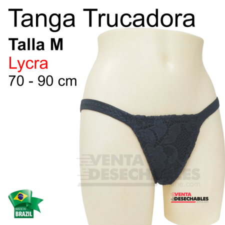 Tanga Trucadora Lycra Negro Brocado Talla M - Ivete