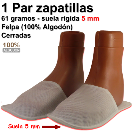 Par Zapatillas Desechables 28 cm (44) Cerradas - Felpa - Suela 5 mm