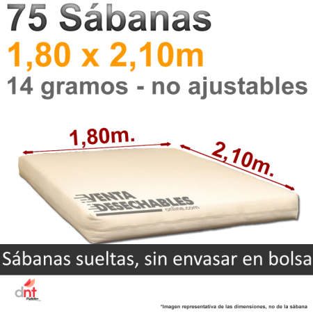 75 Sábanas desechables a granel 180 x 210 14 gramos