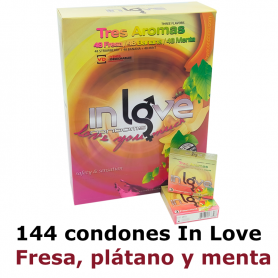 Condones Vending Cajas 3 uds (144) In love Fresa, Plátano y Menta
