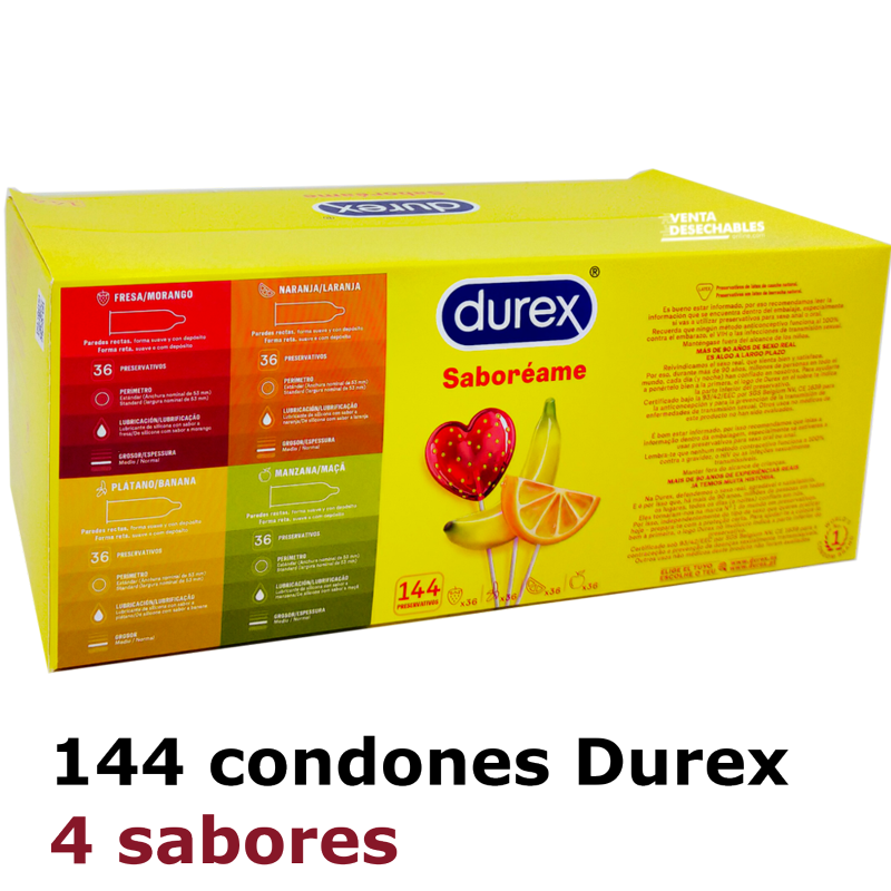 atómico Usual hueco Durex sabores en Caja de 144 preservativos Pleasurefruits