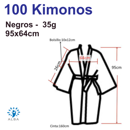 Batas Kimonos Desechables Negros 35 gramos
